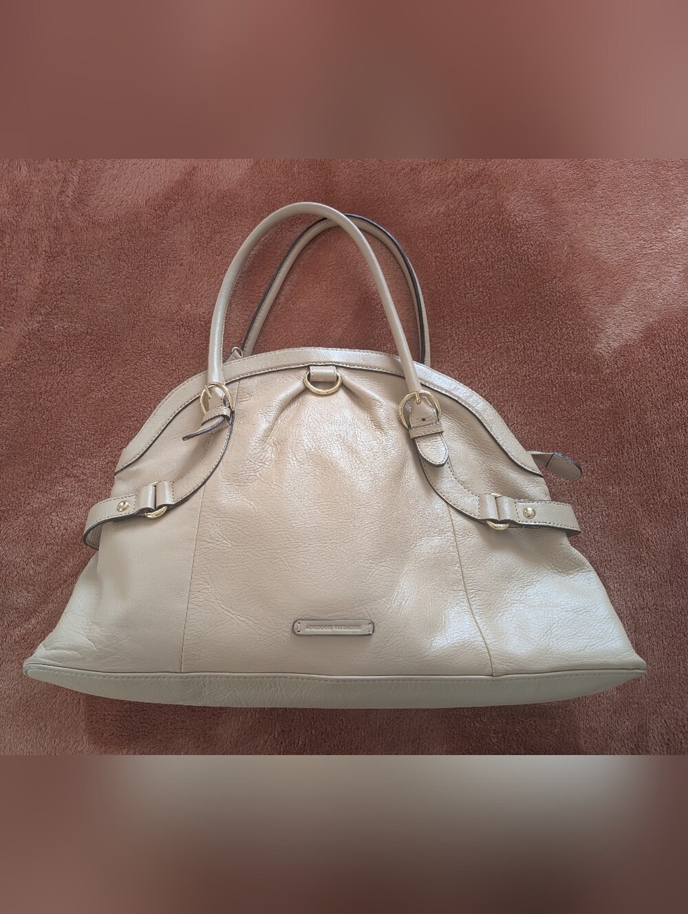 Classic Cream Leather Tote Handbag